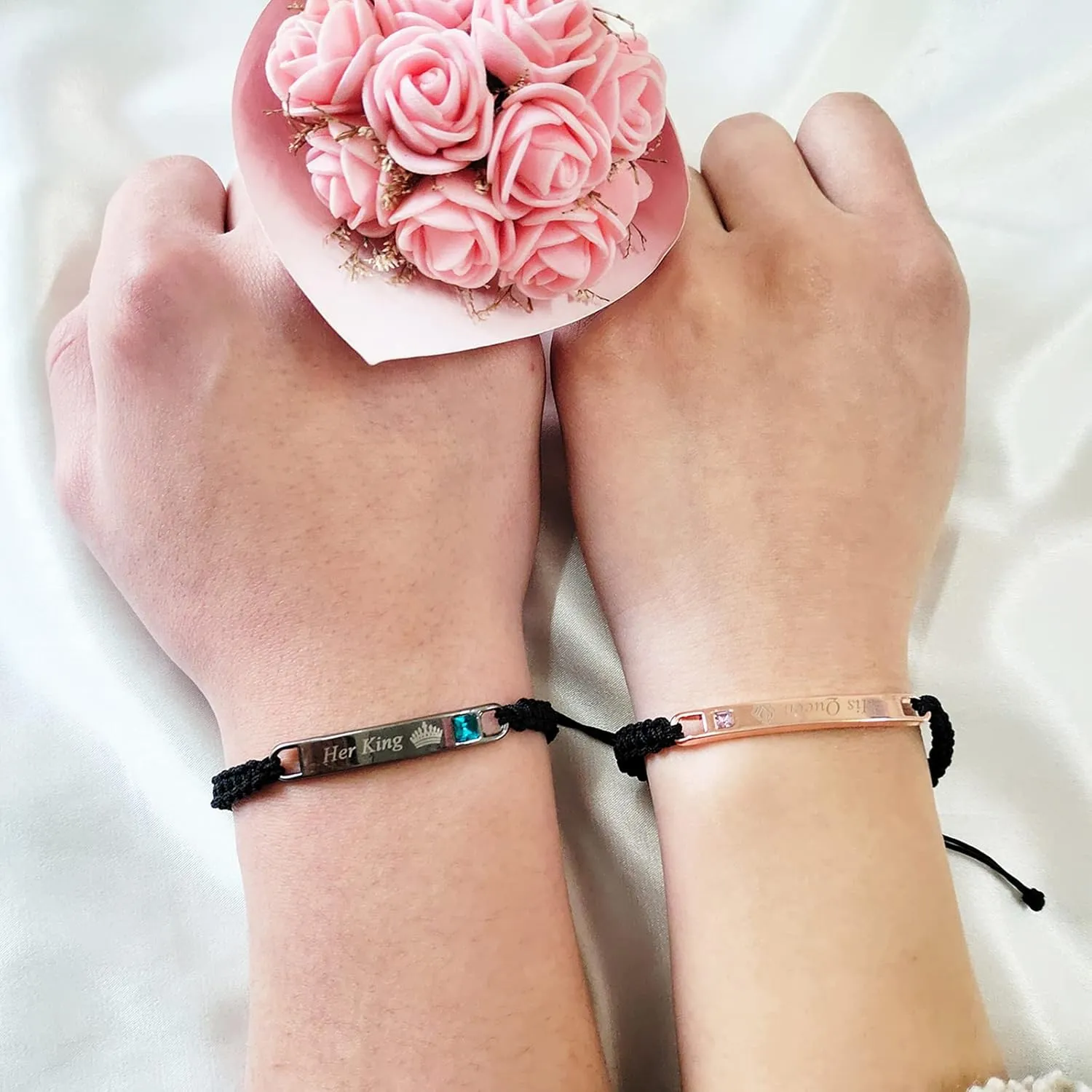 Couple Bracelet Long Distance Pulseras Para Mujer Matching Heart Couples Bracelets Necklaces Set for Bf Gf Couples Jewelry Set Couples Gifts for Him Her Wedding Gifts for Couples 2024