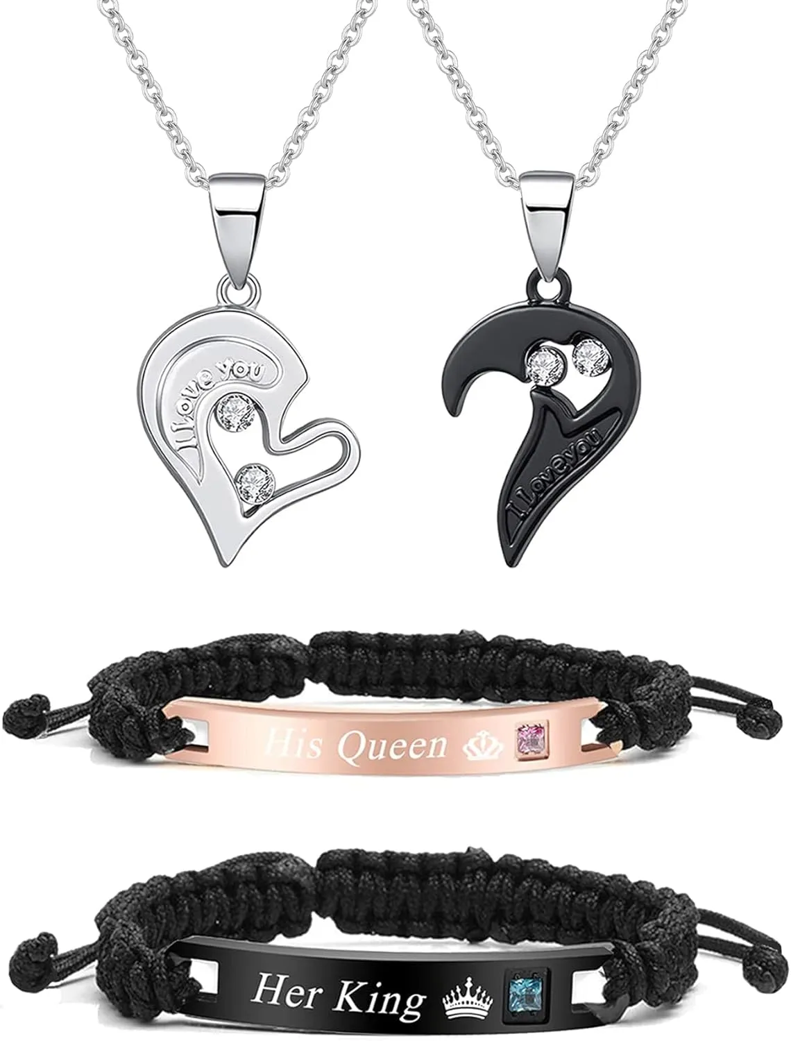 Couple Bracelet Long Distance Pulseras Para Mujer Matching Heart Couples Bracelets Necklaces Set for Bf Gf Couples Jewelry Set Couples Gifts for Him Her Wedding Gifts for Couples 2024