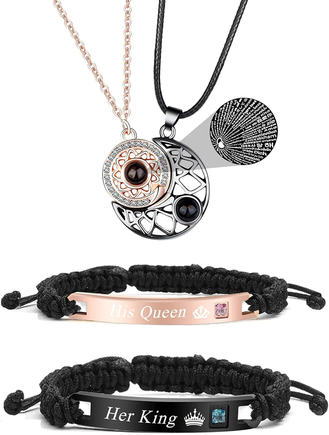 Couple Bracelet Long Distance Pulseras Para Mujer Matching Heart Couples Bracelets Necklaces Set for Bf Gf Couples Jewelry Set Couples Gifts for Him Her Wedding Gifts for Couples 2024