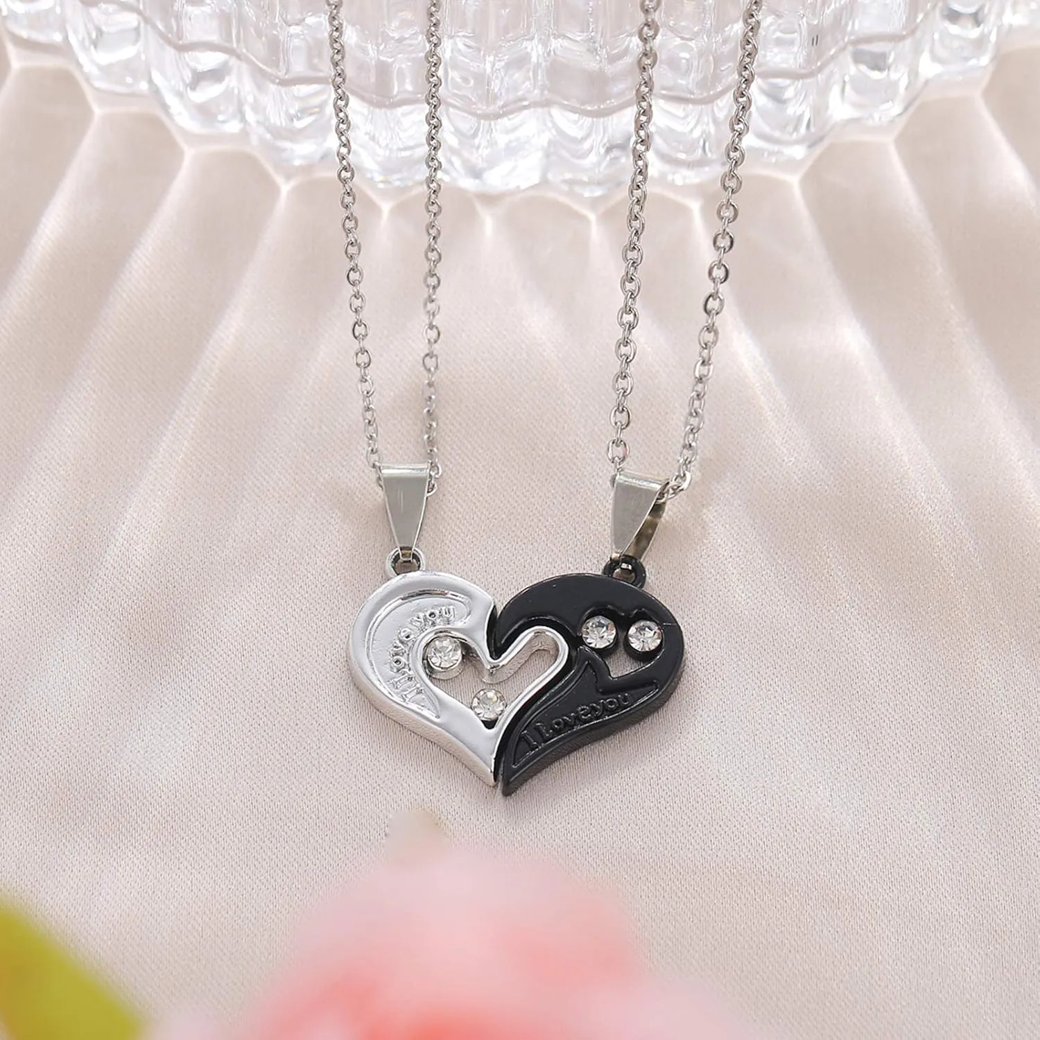 Couple Bracelet Long Distance Pulseras Para Mujer Matching Heart Couples Bracelets Necklaces Set for Bf Gf Couples Jewelry Set Couples Gifts for Him Her Wedding Gifts for Couples 2024