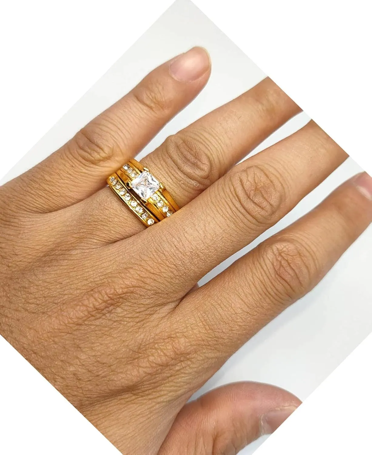 Couple Rings Gold Plated Matching Rings His and Her Rings AAA CZ Women Wedding Ring Sets