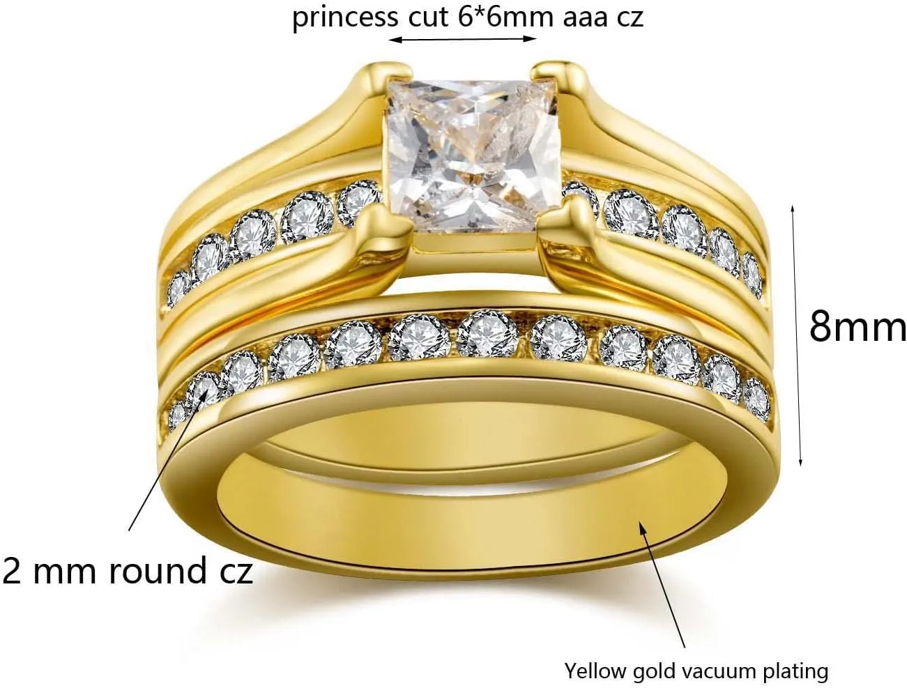 Couple Rings Gold Plated Matching Rings His and Her Rings AAA CZ Women Wedding Ring Sets