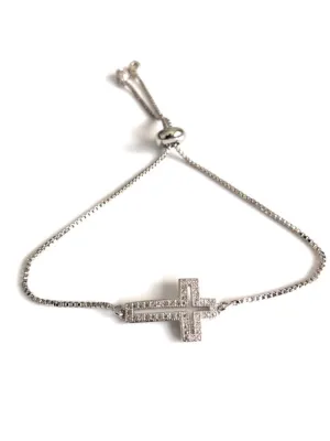 Cross Bracelet for Women Adjustable Sliding Closure Clasp