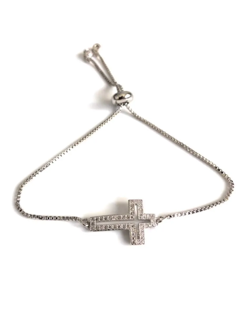 Cross Bracelet for Women Adjustable Sliding Closure Clasp