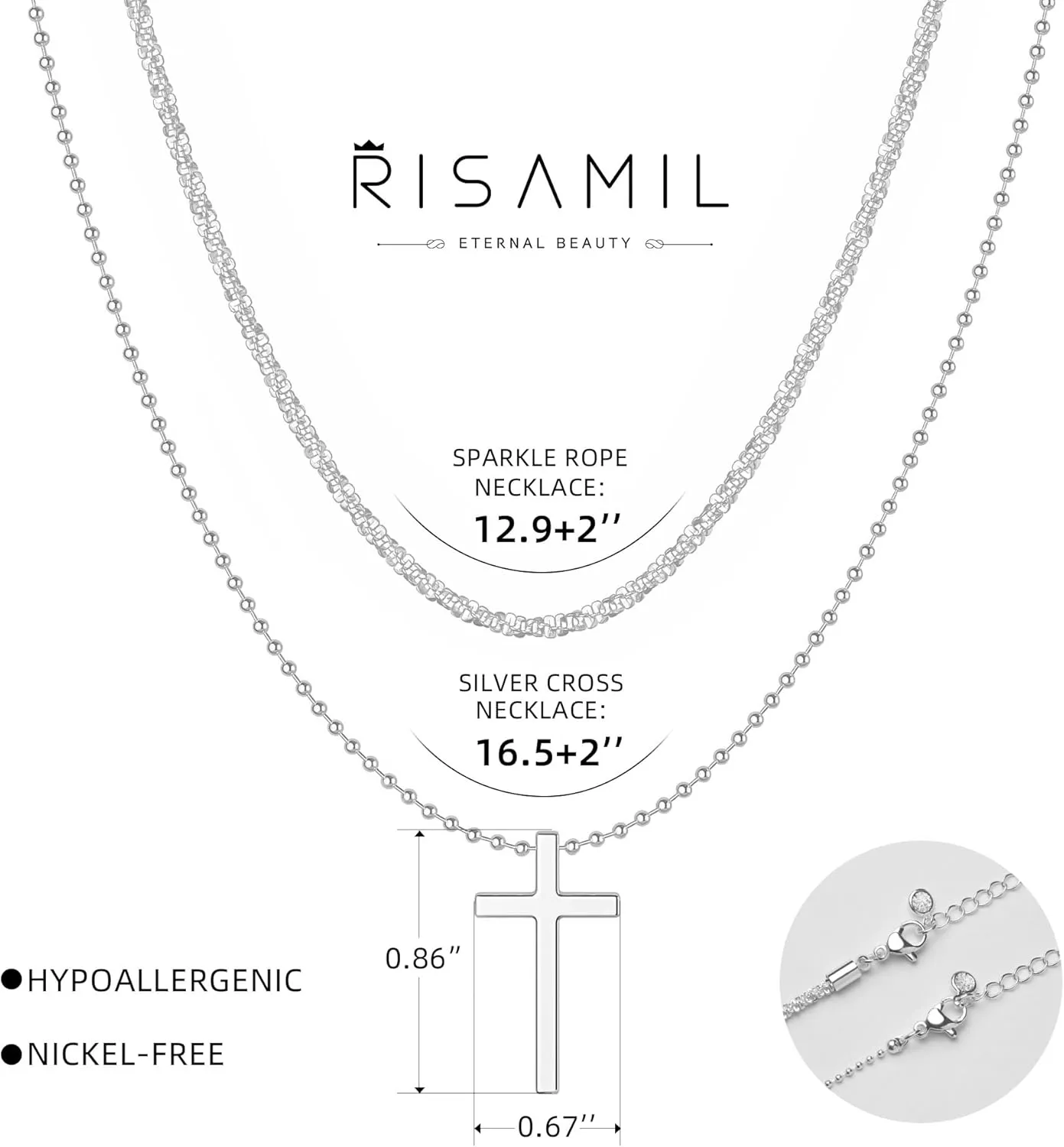 Cross Necklace for Women, 14K Gold/Silver Layered Cross Necklaces Dainty Cubic Zirconia Cross Necklaces Sideways Pearl Cross Choker Necklace for Women Trendy Necklace for Women Jewelry Gift