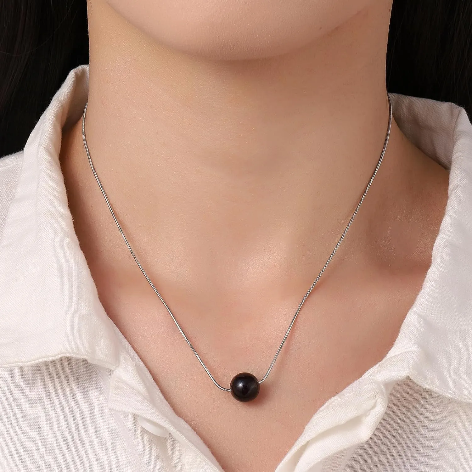 Crystal Necklaces for Women 10mm 18K Gold White Plated Crystal Pendant Natural Stone Necklace Adjustable Gemstone Necklace Healing Crystal Necklace Silver Necklaces for Women