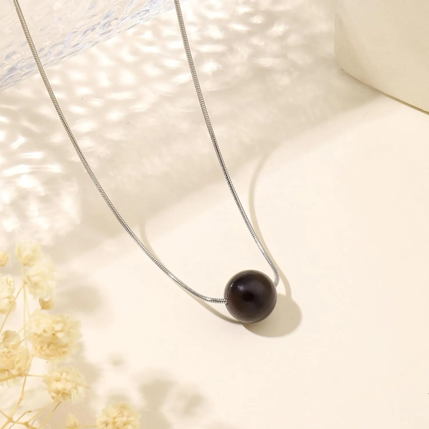 Crystal Necklaces for Women 10mm 18K Gold White Plated Crystal Pendant Natural Stone Necklace Adjustable Gemstone Necklace Healing Crystal Necklace Silver Necklaces for Women