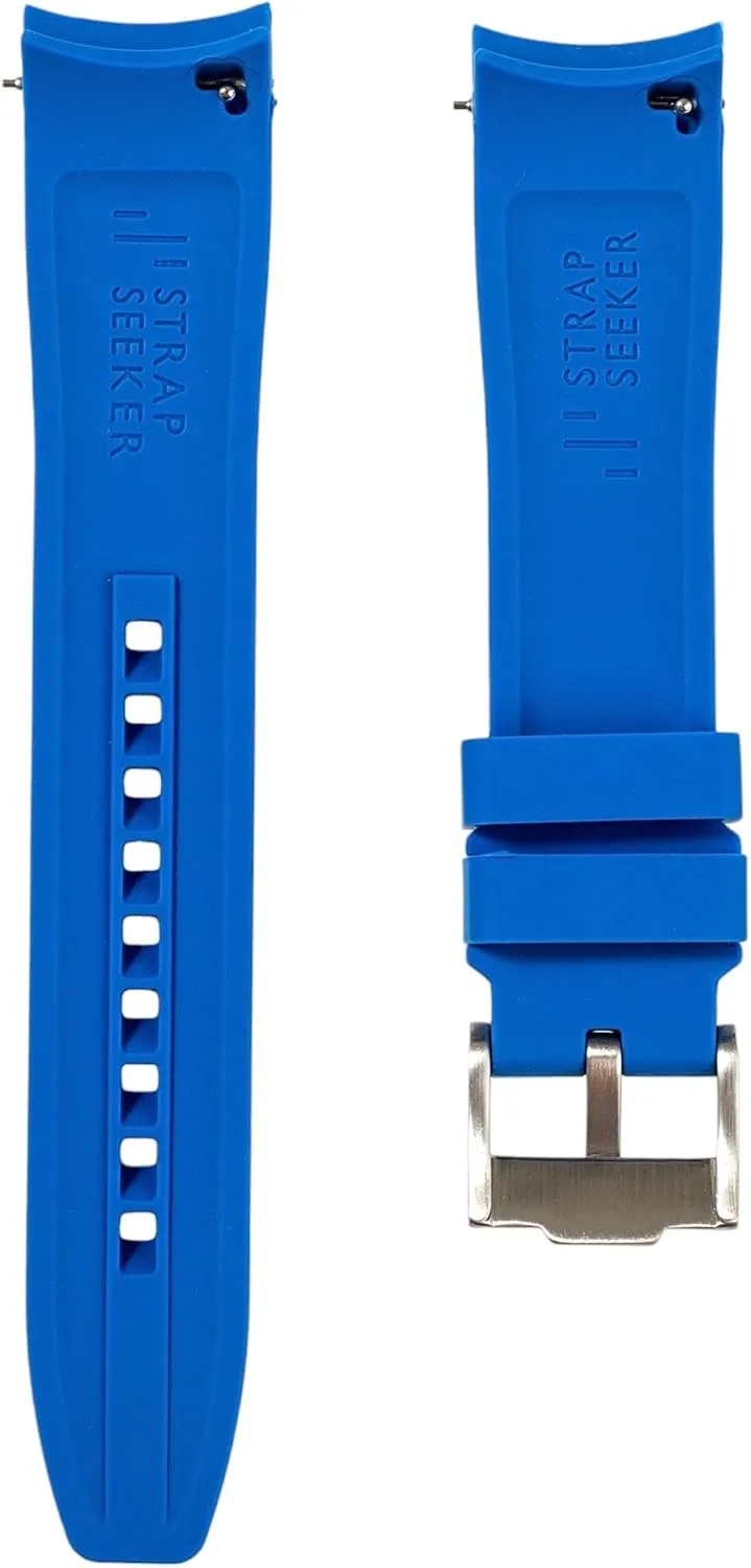 Curved End Silicone Rubber Watch Bands - Quick-Release Compatible with Omega Swatch Moonwatch, Omega Speedmaster, Rolex Submariner, Seiko SKX Dive Watches- 20mm - Curve Replacement Watch Straps for Men & Women