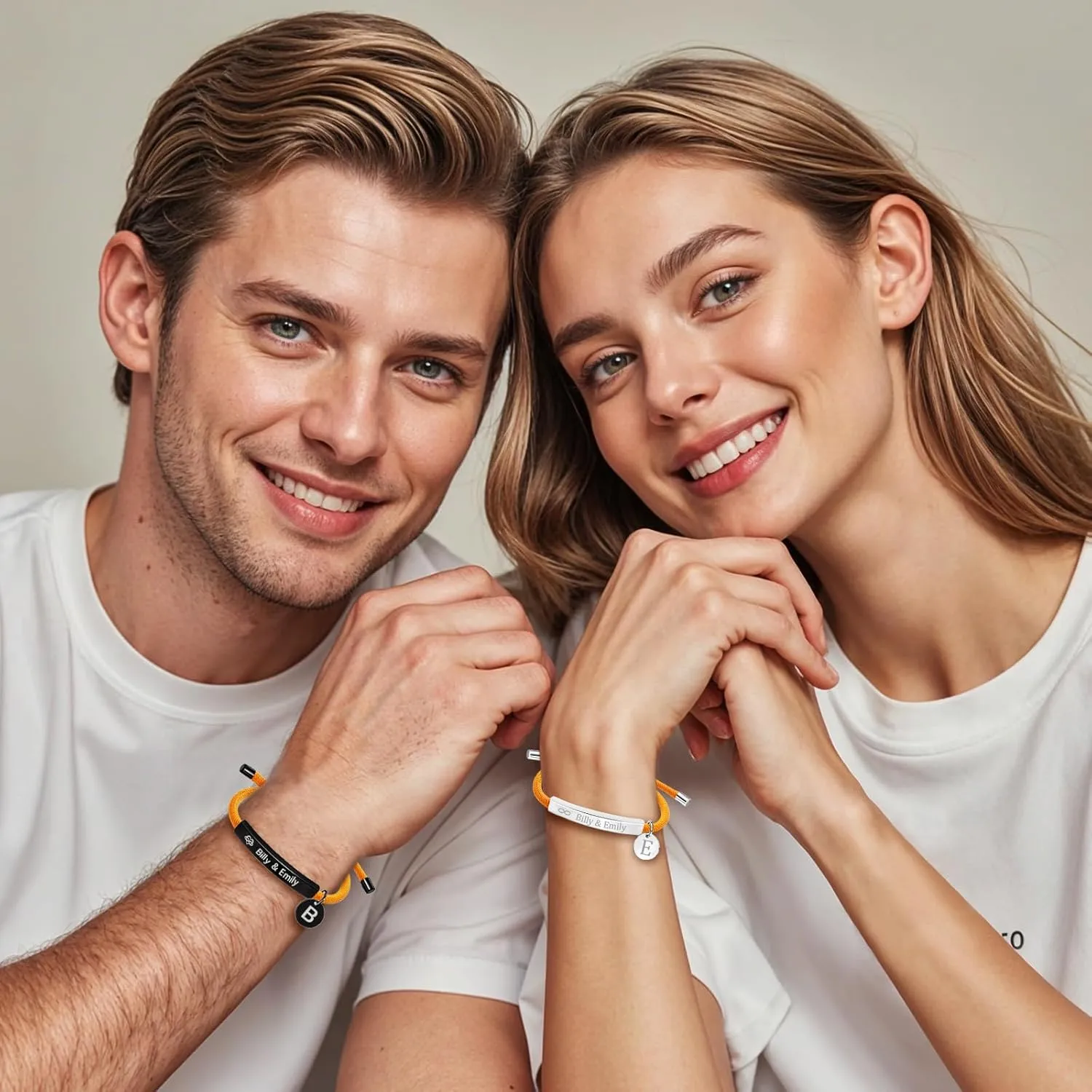 Custom Bracelets with Names, Personalized Bracelets for Women, Custom Engraved Bracelet for Men Customized Adjustable Handmade Bracelets Personalized Valentines Day Gifts for Her Couple