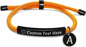Custom Bracelets with Names, Personalized Bracelets for Women, Custom Engraved Bracelet for Men Customized Adjustable Handmade Bracelets Personalized Valentines Day Gifts for Her Couple