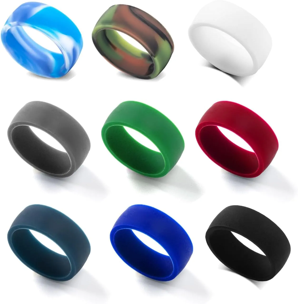 Custom Logo Long Distance Relationship Couple Silicone Rings 8mm Flat Ring-Yoga Inspirational Rings-Christian Jesus Cross Faith Rings-Engagement Rings,Size 7-14