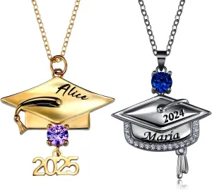 Custom Name Graduation Cap Necklace for Her Graduate Personalized Engraved Class of 2025 Graduation Pendant College Graduation Gifts for Him Women High School Grad Graduate Necklace Jewelry