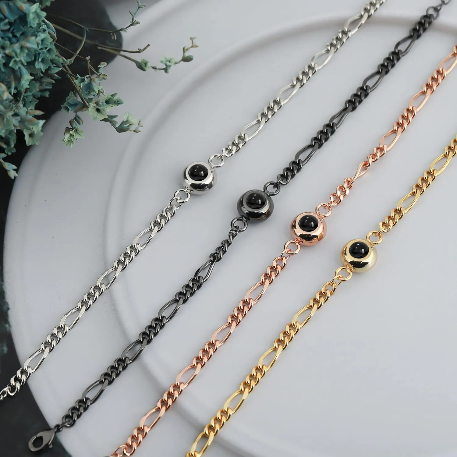 Custom Photo Bracelet for Couples, Personalized Picture Projection Bracelets, Circle Photo Bracelets for Women