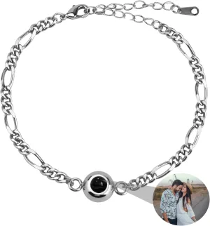 Custom Photo Bracelet for Couples, Personalized Picture Projection Bracelets, Circle Photo Bracelets for Women