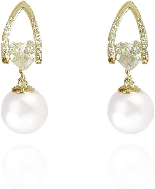 Cute Bunny Pearl Dangle Stud Earrings for Women Easter Bunny Pearl Shell Pearl Zirconia Pearl Stud Earrings for Prom Jewellery Present