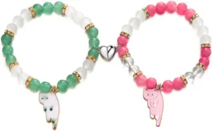 Cute Cat Bracelets Cartoon Kitten Kawaii Aesthetic Beaded Bracelets BFF Friendship Couple Matching Jewelry