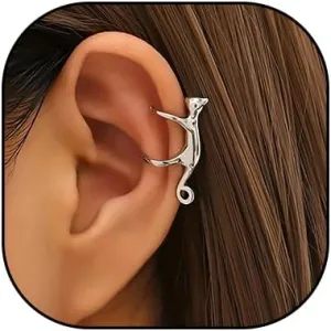 Cute Cats Ear Cuff Earrings for Women.Cat Animal Non Piercing Clip On Earrings Earring Gold Silver Ear Clip Earrings Cats Unique Earrings