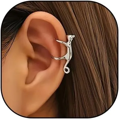 Cute Cats Ear Cuff Earrings for Women.Cat Animal Non Piercing Clip On Earrings Earring Gold Silver Ear Clip Earrings Cats Unique Earrings