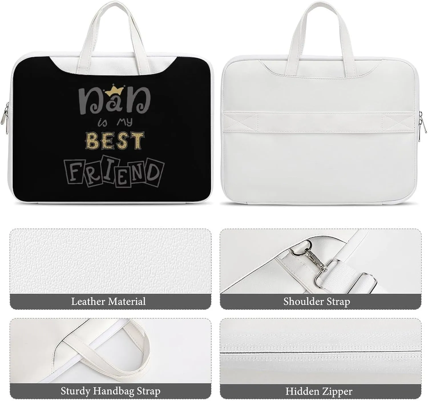 Dad Best Friend Leather Bag Laptop Case Slim Water Resistant Computer Bags with Handle Briefcase for Work