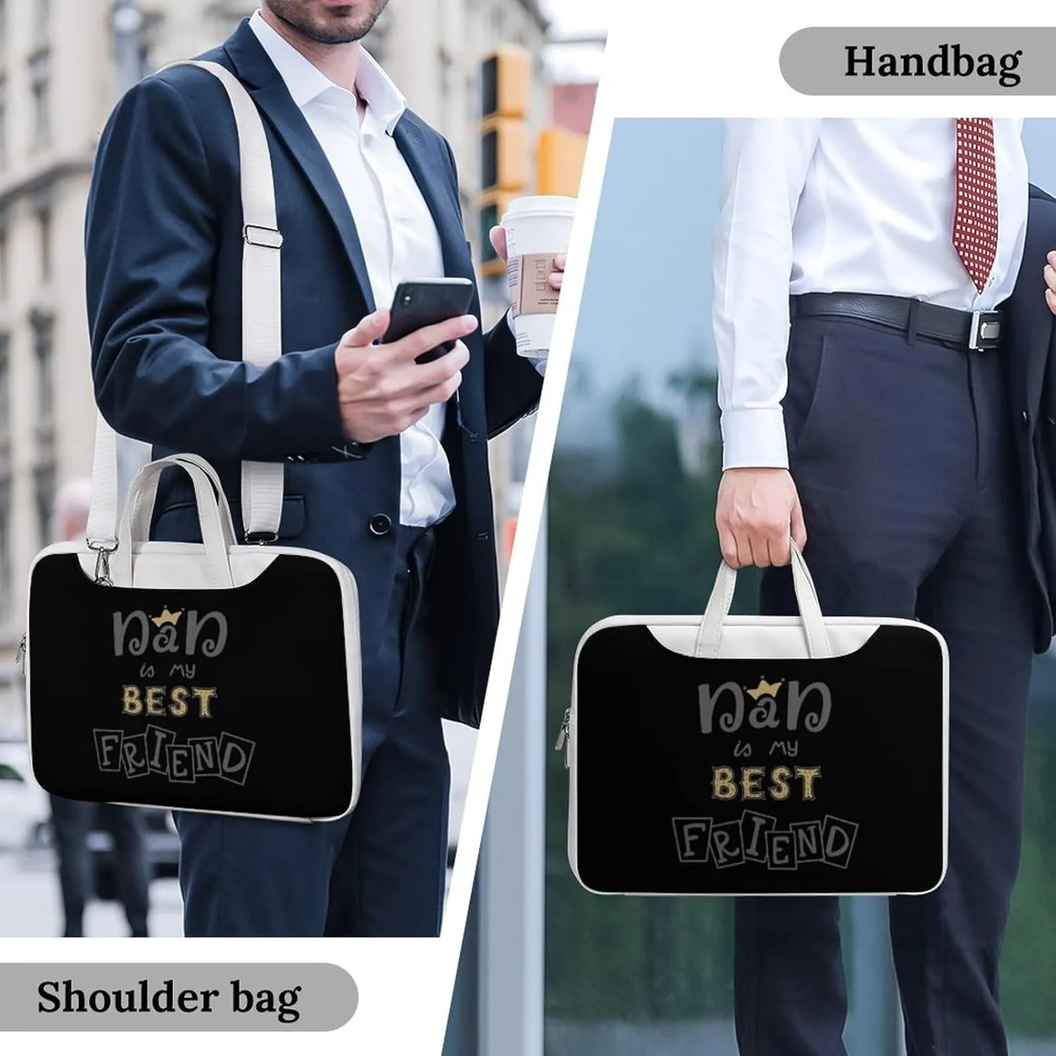 Dad Best Friend Leather Bag Laptop Case Slim Water Resistant Computer Bags with Handle Briefcase for Work