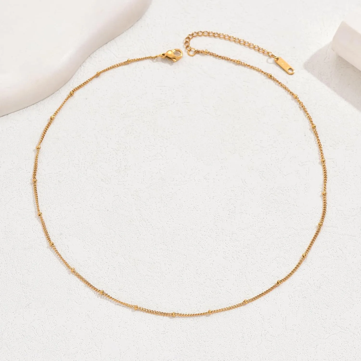 Dainty Chain Necklace for Women 18K Gold Plated Coin Disc Choker Necklaces Simple Satellite Beaded Twisted Chain Necklace Delicate Thin Paper Clip Necklaces Everyday Jewelry
