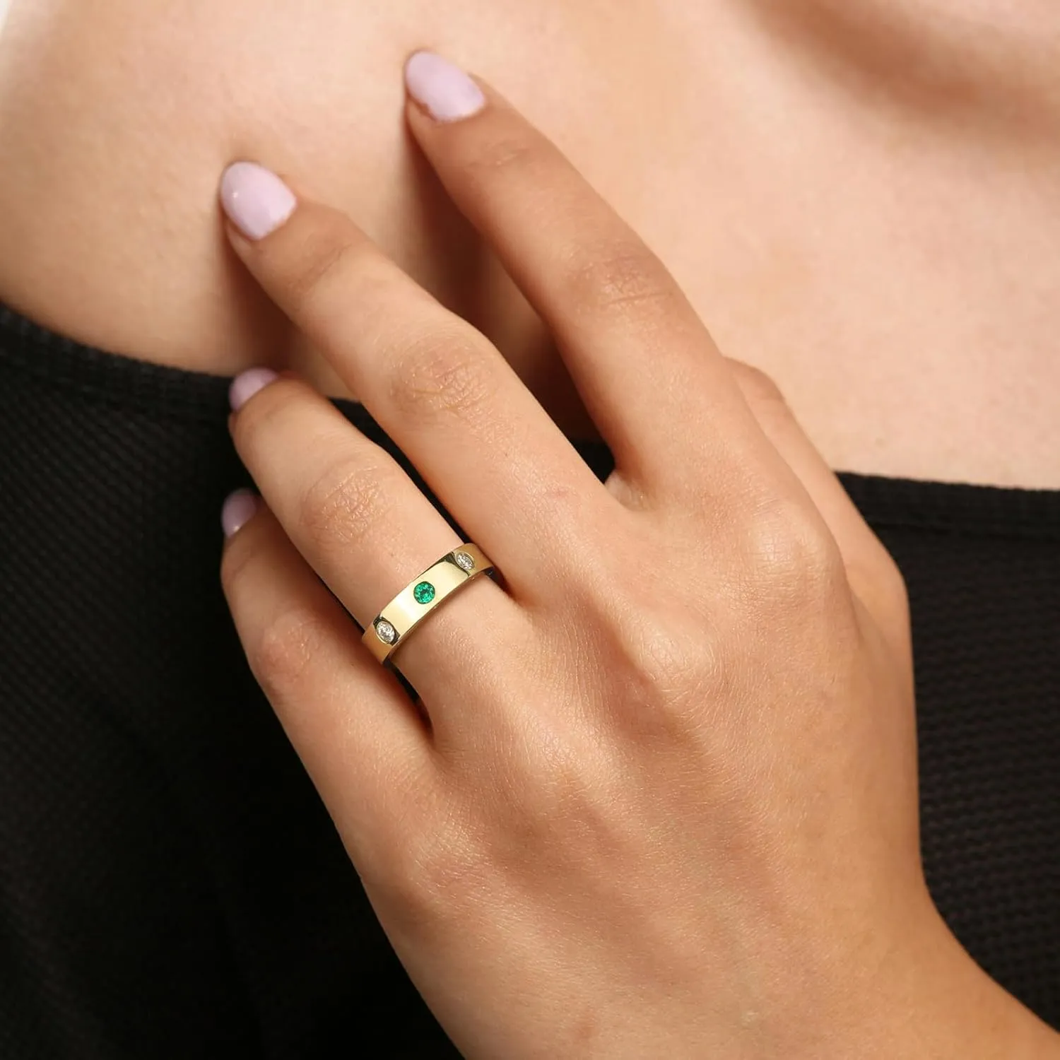 Dainty Eternity Wedding Rings for Women | Moissanite or Lab Grown Emerald 925 Sterling Silver 14K Gold Plated Stackable Band Non Tarnish | Birthday Jewelry Gifts for Her Size 5-10
