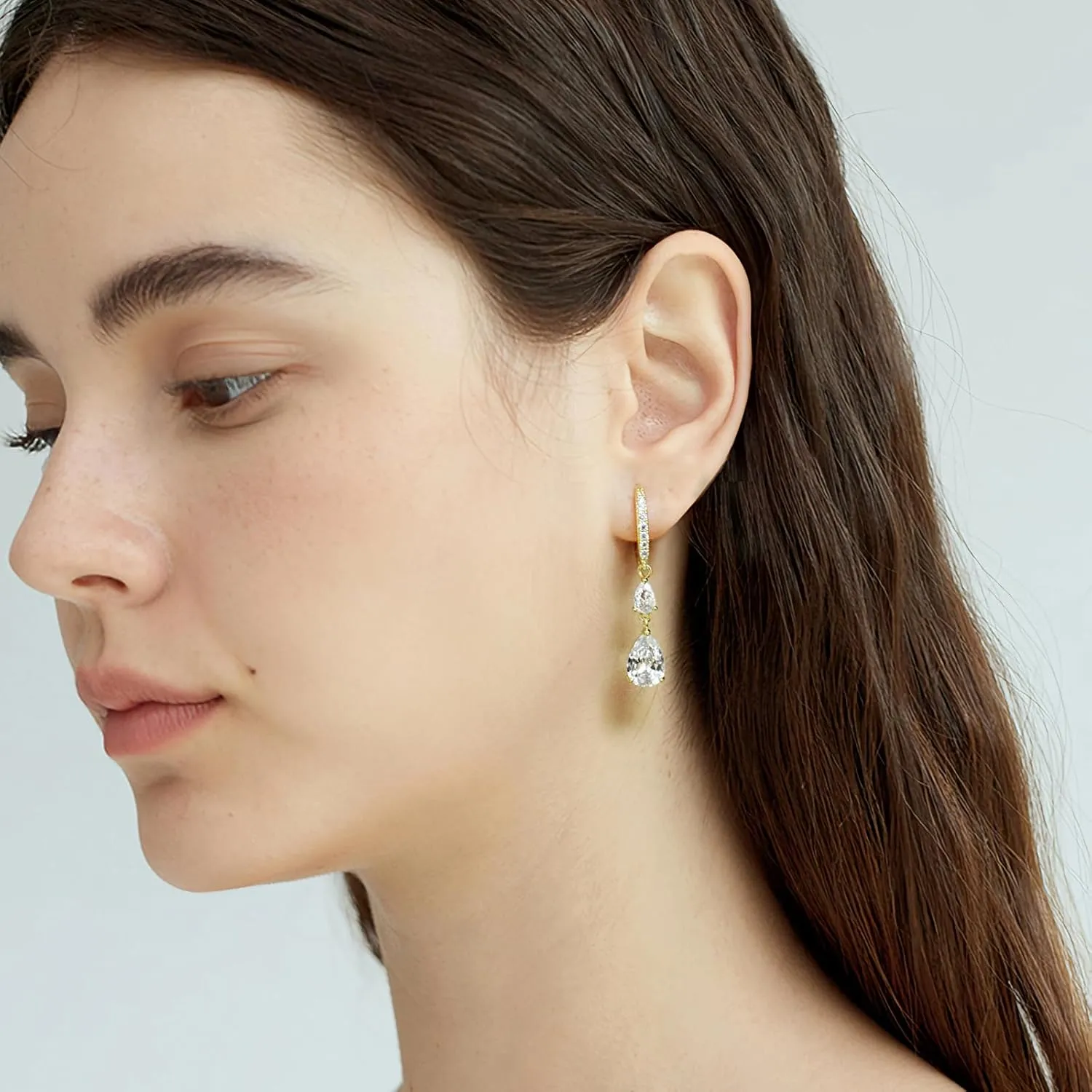 Dainty Gold Huggie Hoop Earrings Trendy CZ Diamond Dangle Drop Earrings Hypoallergenic Jewelry for Women