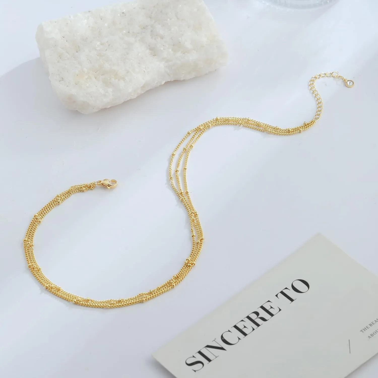 Dainty Gold/Sliver Layered Necklaces for Women,14K Gold/Sterling Silver Plated Paperclip Cuban Satellite Twisted Rope Chain Choker Necklaces Hypoallergenic Jewelry Gift for Women Non Tarnish