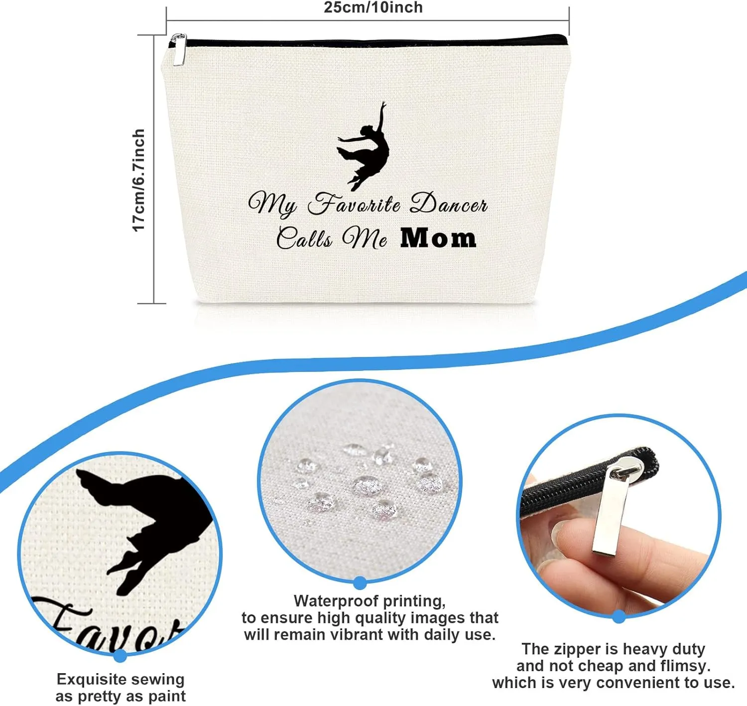 Dance Mom Gifts Cosmetic Bag Dance Teacher Gift Dancer Gift for Women Makeup Bag Ballet Mom Gift Dance Teacher Thank You Gifts Dancing School Gifts Thanksgiving Christmas Gift for Dance Mom Teacher