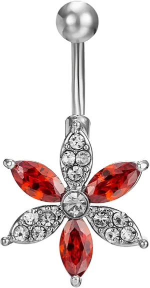 Dangle Belly Button Rings, Belly Button Rings Dangling Cute Copper Navel Rings Belly Button Nails Flower
