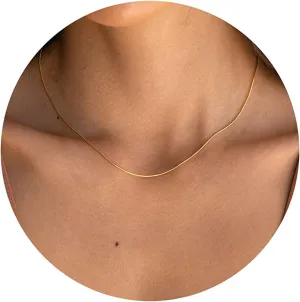 DEARMAY 14K Gold Necklaces for Women, Dainty Gold Herringbone Choker Necklace for Women Thin Layered Chunky Snake Chain Necklaces Jewelry for Teen Gifts