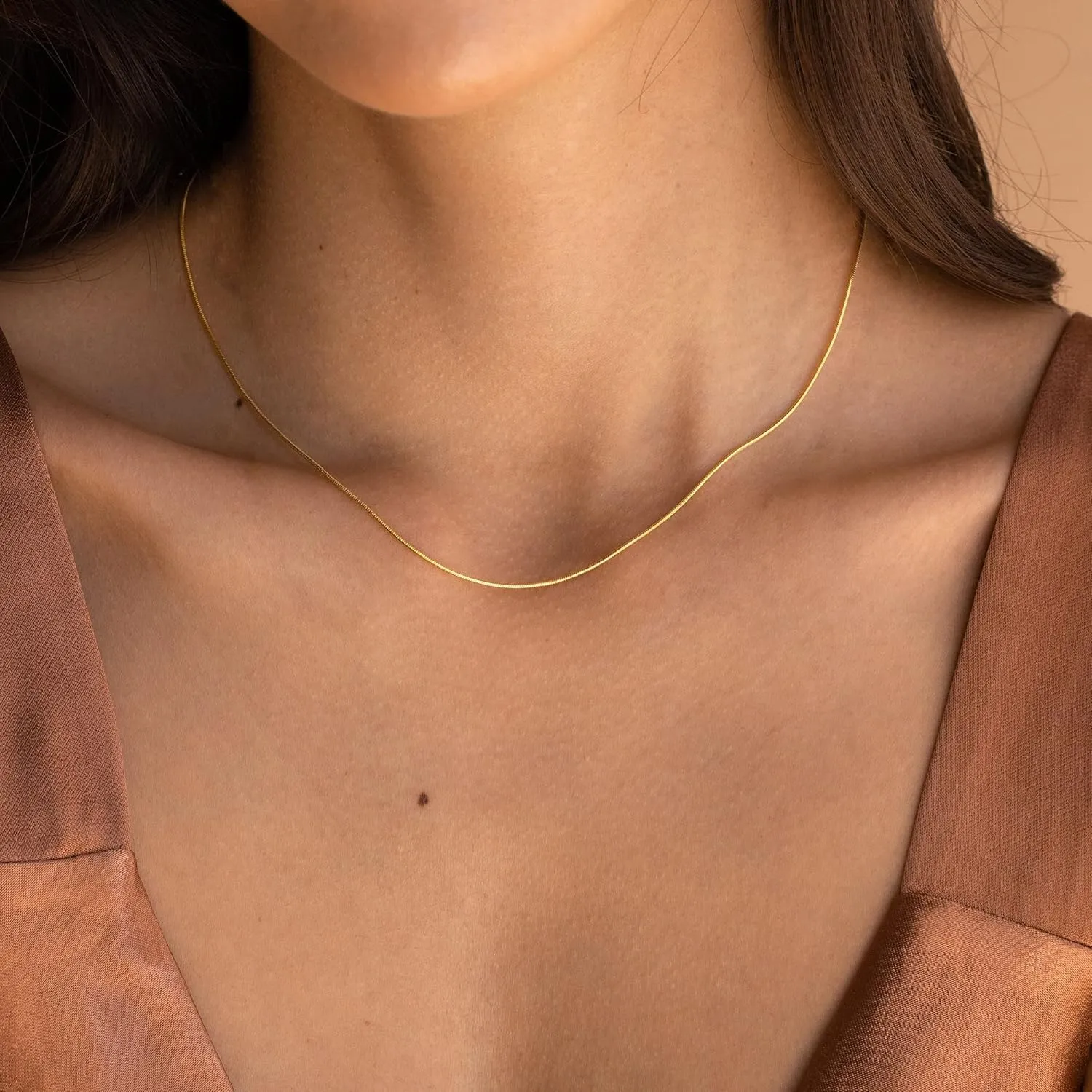 DEARMAY 14K Gold Necklaces for Women, Dainty Gold Herringbone Choker Necklace for Women Thin Layered Chunky Snake Chain Necklaces Jewelry for Teen Gifts