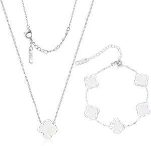 Delicacy Clover Bracelets Necklace Set:Clover Necklaces Clover Bracelet Women Link Bracelets Cute Gold Jewelry