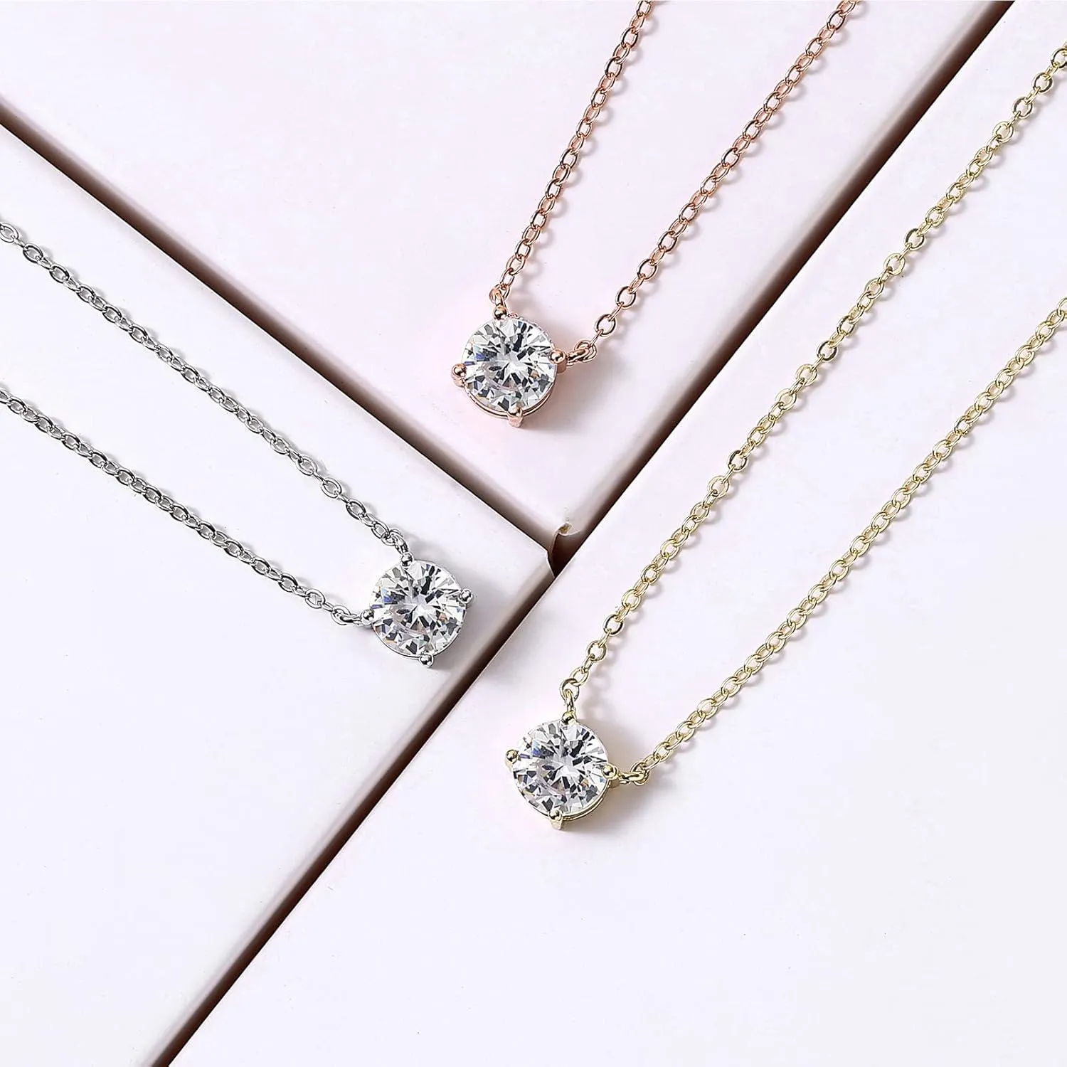 DHQH Bridesmaid Proposal Gifts CZ Tearsdrop Earrings Necklace Set Crystals Pendant Necklaces Jewelry Sets for Bridal Bridesmaids Prom Wedding