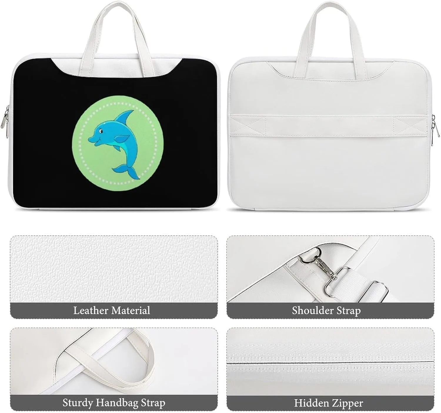 Dolphin Leather Bag Laptop Case Slim Water Resistant Computer Bags with Handle Briefcase for Work