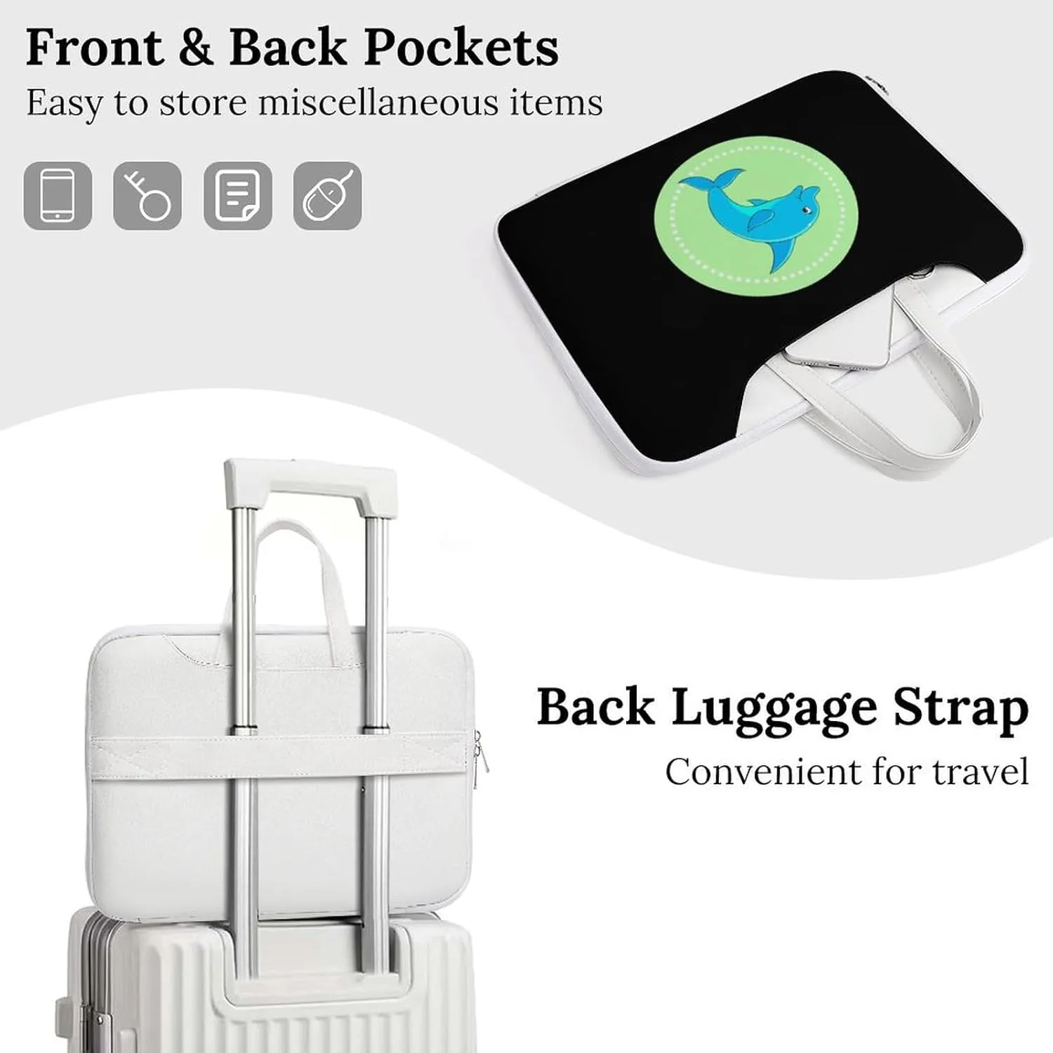 Dolphin Leather Bag Laptop Case Slim Water Resistant Computer Bags with Handle Briefcase for Work