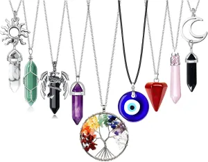 DoreenBow Crystal Pendant Necklace Chakra Healing Crystal Necklaces Vintage Hippie Spiritual Jewelry for Women Girls