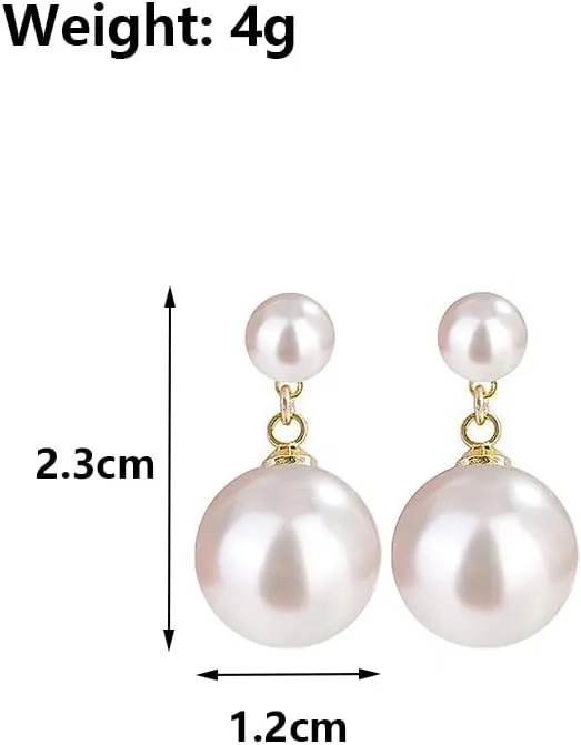 Double Pearl Dangle Drop Earrings for Women Lover,Fashion Double Ball Beads Dangling Earrings Statement Earrings Anniversary Jewelry Gifts