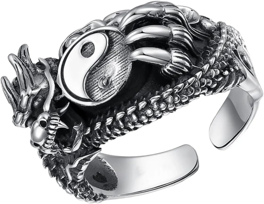 Dragon Ring Jewelry for Men Vintage Style Sturdy Metal Finger Ring for Men