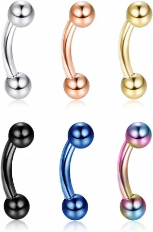 Drperfect G23 Titanium Belly Button Rings 14G 6MM 8MM Short Bar Belly Rings Navel Rings for Women Men Cute Petite Belly Button Piercing Jewelry with 3MM Small End Balls