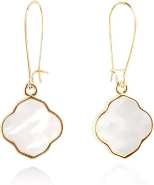 Earrings for Women14K Gold Drops Dangle Pendant Natural Stone Natural shell of Pearl Earrings Handmade Premium Quality Jewelry are the Gift for Mom,Wife and Girlfriend