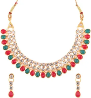 Efulgenz Crystal Choker Indian Jewelry Sets for Women Cubic Zirconia CZ Crystal Choker Necklace Drop Dangle Earrings Set Bollywood Wedding Jewellery