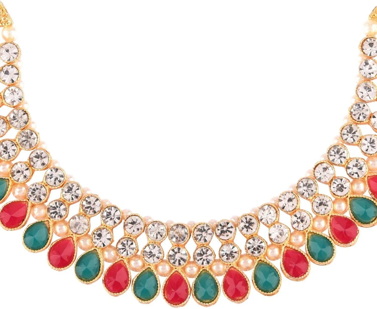 Efulgenz Crystal Choker Indian Jewelry Sets for Women Cubic Zirconia CZ Crystal Choker Necklace Drop Dangle Earrings Set Bollywood Wedding Jewellery