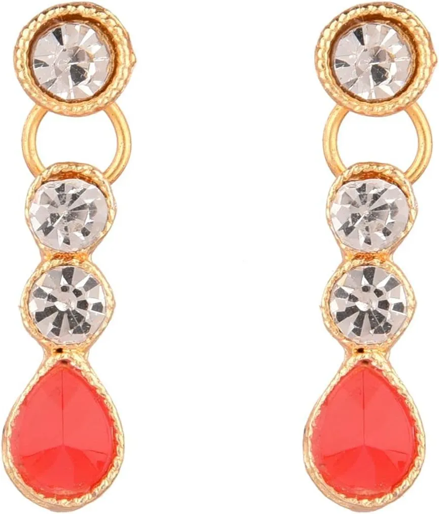 Efulgenz Crystal Choker Indian Jewelry Sets for Women Cubic Zirconia CZ Crystal Choker Necklace Drop Dangle Earrings Set Bollywood Wedding Jewellery