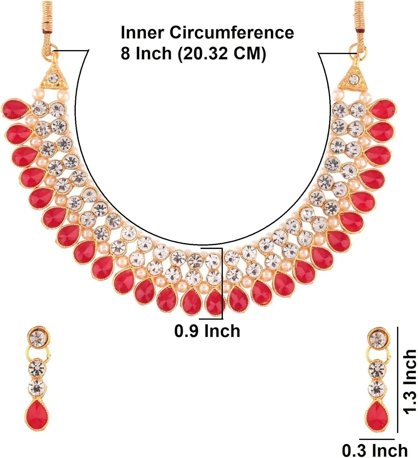 Efulgenz Crystal Choker Indian Jewelry Sets for Women Cubic Zirconia CZ Crystal Choker Necklace Drop Dangle Earrings Set Bollywood Wedding Jewellery