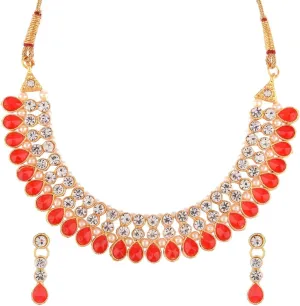 Efulgenz Crystal Choker Indian Jewelry Sets for Women Cubic Zirconia CZ Crystal Choker Necklace Drop Dangle Earrings Set Bollywood Wedding Jewellery