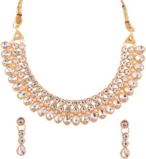 Efulgenz Crystal Choker Indian Jewelry Sets for Women Cubic Zirconia CZ Crystal Choker Necklace Drop Dangle Earrings Set Bollywood Wedding Jewellery