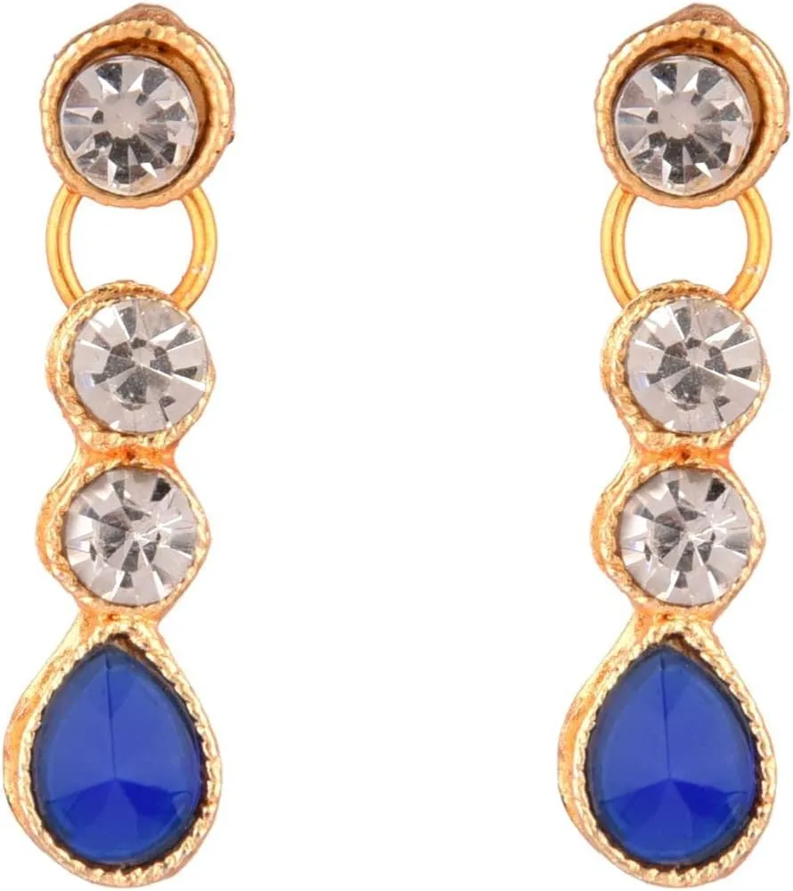 Efulgenz Crystal Choker Indian Jewelry Sets for Women Cubic Zirconia CZ Crystal Choker Necklace Drop Dangle Earrings Set Bollywood Wedding Jewellery