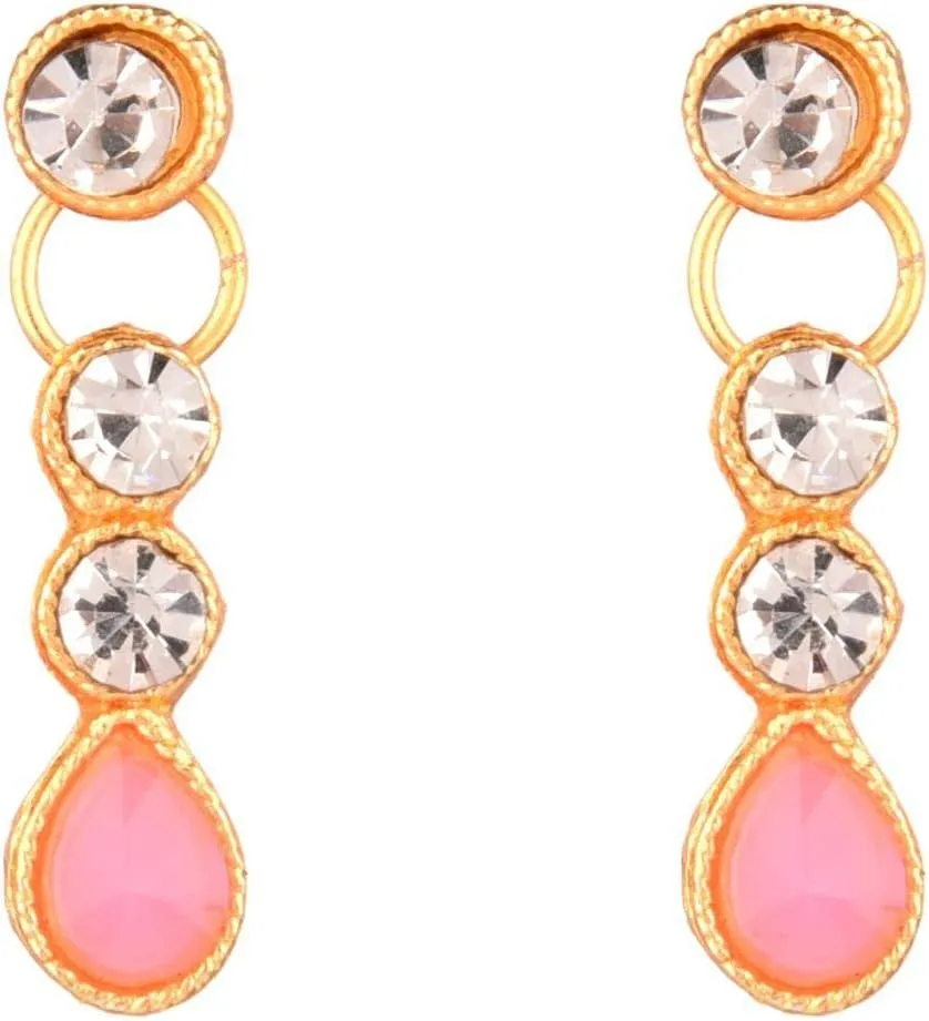 Efulgenz Crystal Choker Indian Jewelry Sets for Women Cubic Zirconia CZ Crystal Choker Necklace Drop Dangle Earrings Set Bollywood Wedding Jewellery