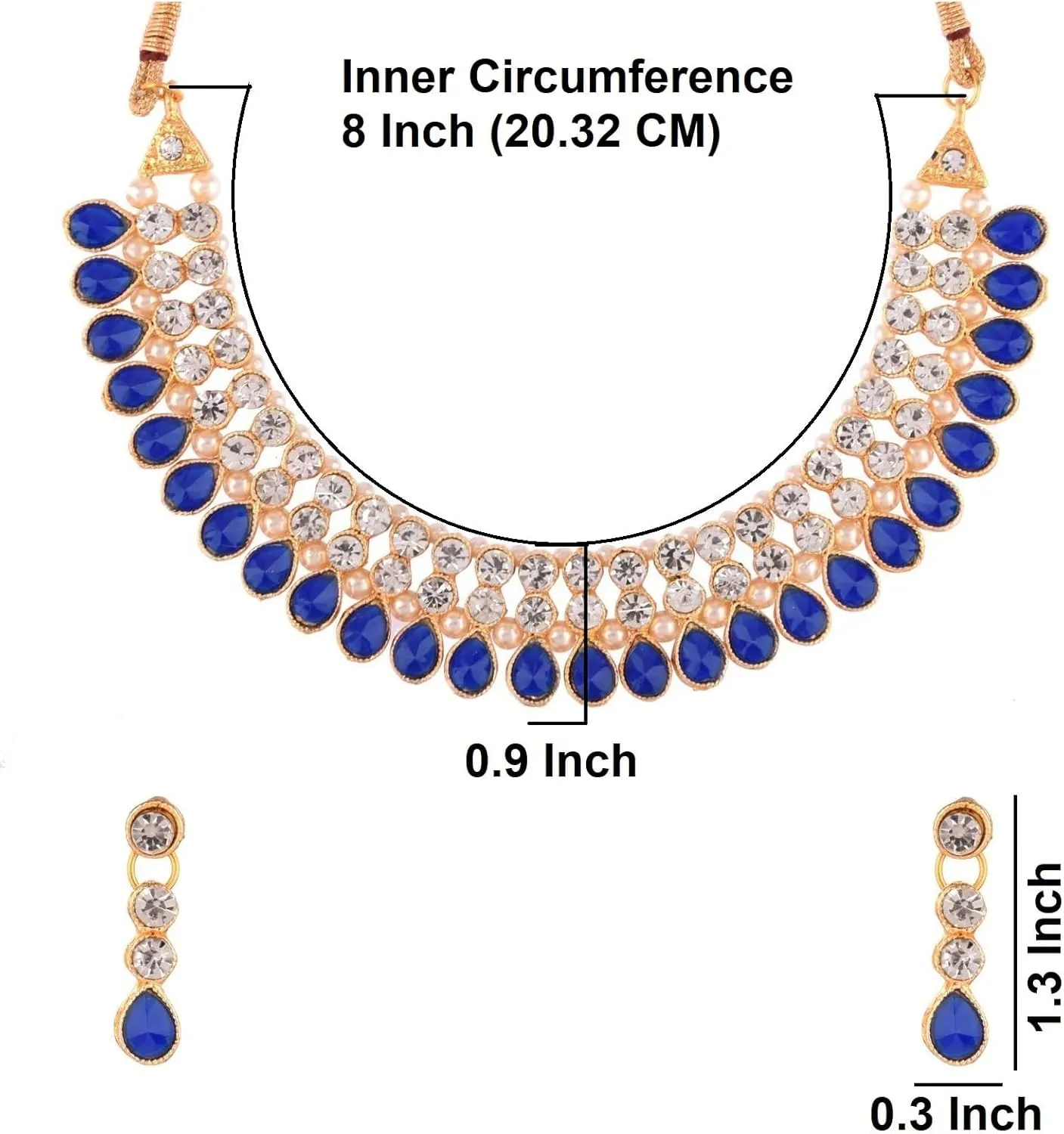 Efulgenz Crystal Choker Indian Jewelry Sets for Women Cubic Zirconia CZ Crystal Choker Necklace Drop Dangle Earrings Set Bollywood Wedding Jewellery